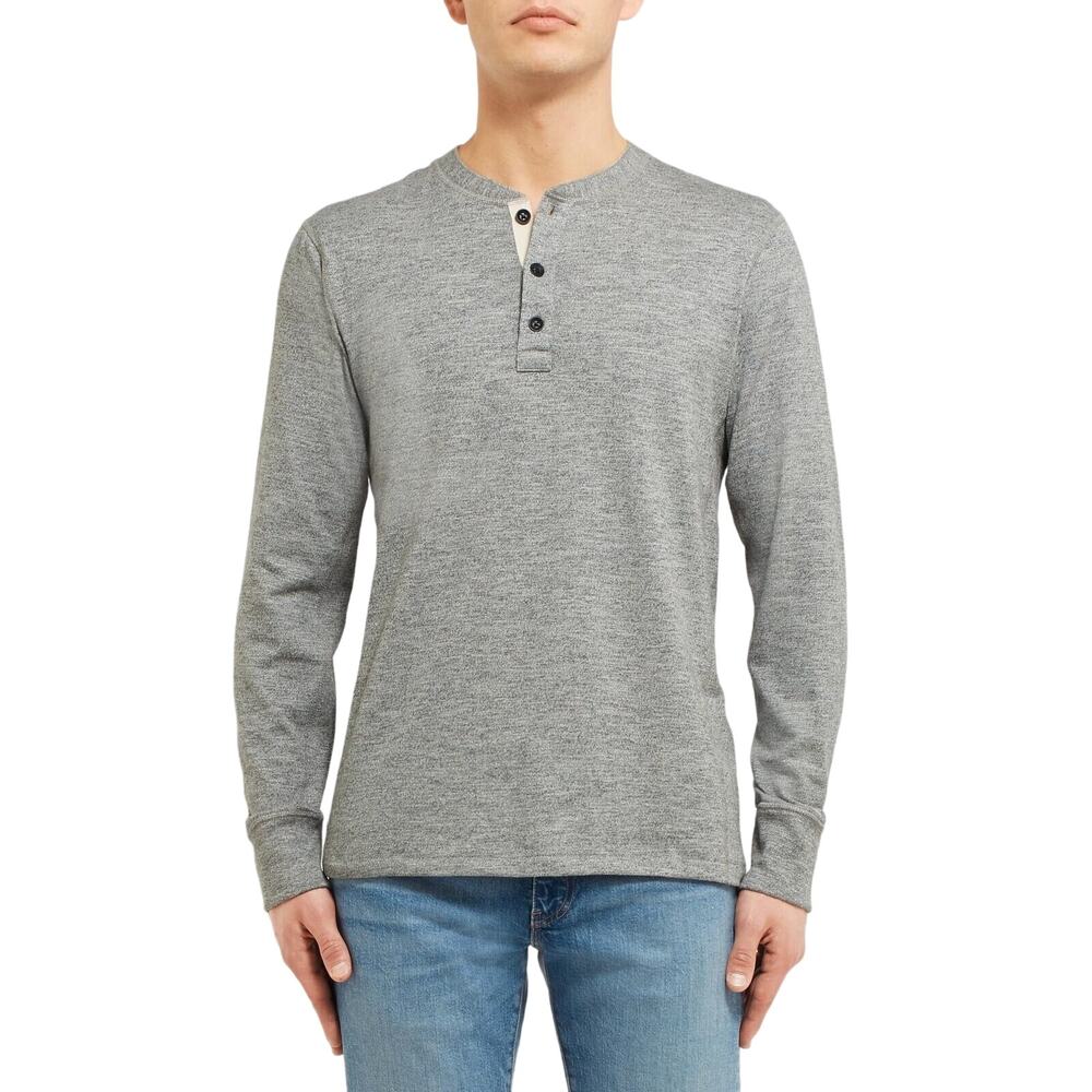 RAG & BONE Classic Long Sleeve Henley in Grey Sz. L